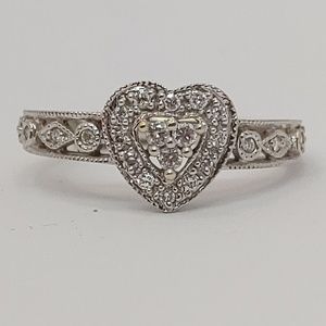 Genuine Diamond 14kt WG Heart Halo Ring